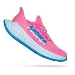 HOKA Carbon X 3 Damen Laufschuhe Kaugummirosa/blau/weiß