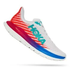 HOKA Mach 5 Laufschuhe Schneeweiß/rot/blau