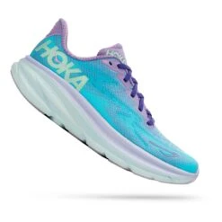 HOKA Clifton 9 Damen Laufschuhe Hellblau/lila/weiß