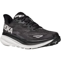Hoka Clifton 9 Wide Laufschuhe Herren - Schwarz / Weiß