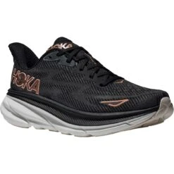 Hoka Clifton 9 Laufschuhe Damen - Schwarz / Rose Gold